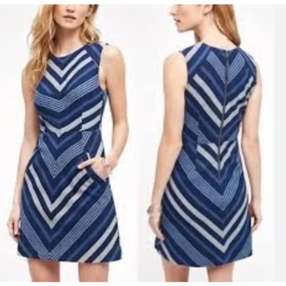Maeve Anthropologie Antonia Chevron Striped Dress - Picture 3 of 11